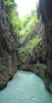 aare canyon and his green river, switzerland, panorama