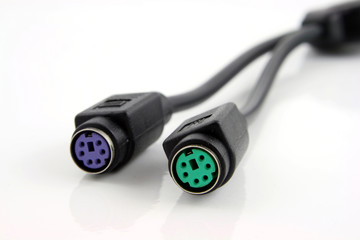 Naklejka premium computer connection cables - focus on the front connector
