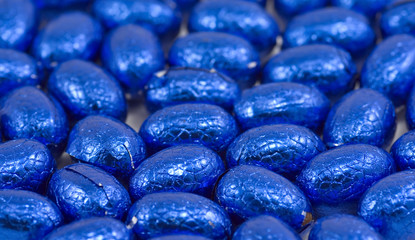 collection of blue easter eggs as background