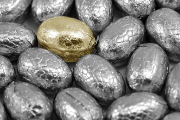 collection of blue easter eggs as background