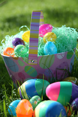 easter eggs and basket