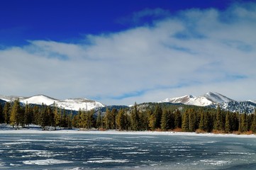 Colorado Winter Mountains And Frozen Lake