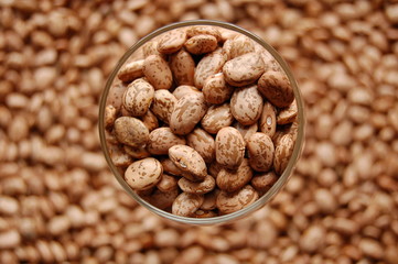 beans in glass in focus