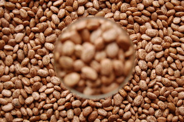 beans in glass out of focus