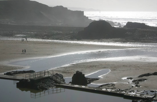 misty beach scene