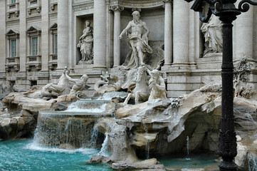 side view of trevi fountain in rome, italy