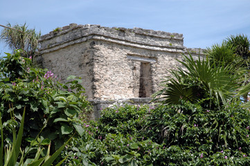 mayan building in tulum, mexico