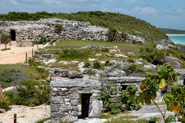 archeological site by ocean in tulum, mexico