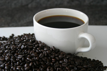 coffee cup with coffee beans