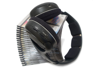 wireless headphones and cds stack1