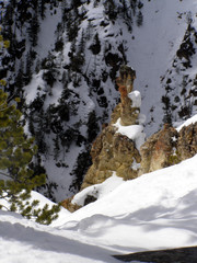 hoodoo rock formation in yellowstone park