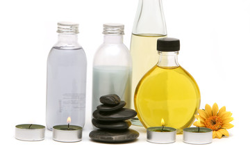 spa oils, stones and candles