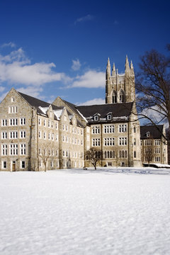 gothic seminary in winter