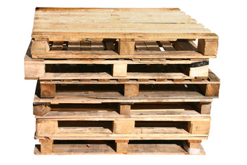 a stack of wooden pallets