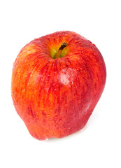 red apple with water drops