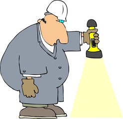 worker with a flashlight
