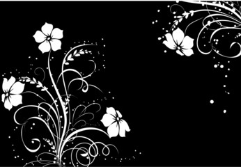 floral black and white background