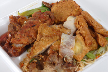 loaded chinese buffet take out container