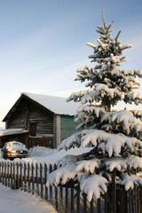 winter in village