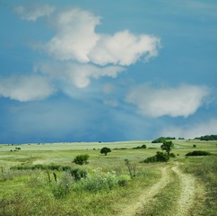 field and clouds