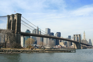 Obraz premium Brooklyn Bridge i Manhattan Skyline