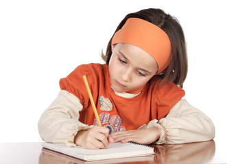 adorable girl studying