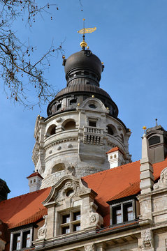 city hall dome in leipzig, germany
