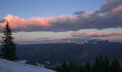 sinaia's mountains on sunset
