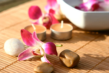 orchid and candles for spa