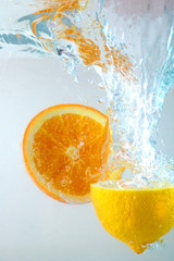 orange and lemon in water