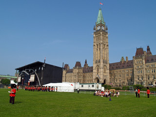 changing guard in front of the canadian parliament