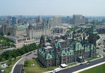 aerial view of government buildings in ottawa - obrazy, fototapety, plakaty
