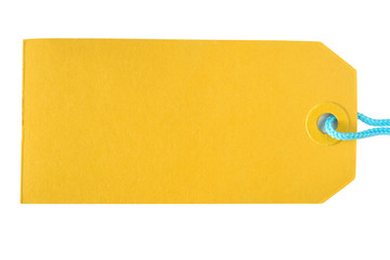 yellow label tag on a white background.
