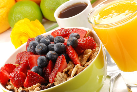 healthy breakfast with orange juice