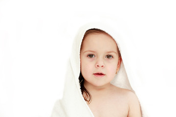 small kid after bath isolated