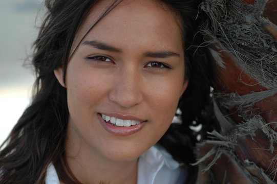 headshot of a gorgeous native american girl in haw
