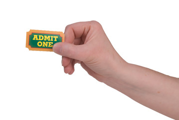 admit one ticket in hand