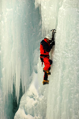 hanging on the frozen vertical edge