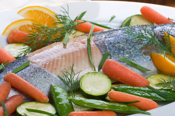 whole trout baked with dill sauce