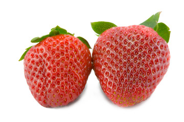 two red strawberries