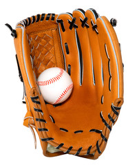 baseball glove and ball isolated