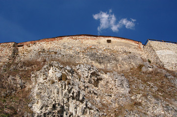 castle wall on rocks