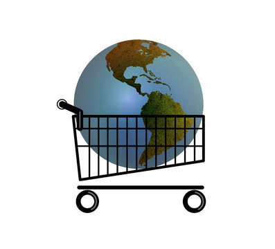 Shopping Cart With Globe America