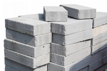 modern building site gray concrete breeze blocks.