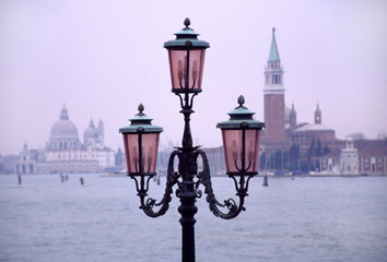 lantern in venice at dawn