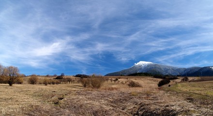 fields and mountain
