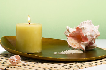 spa set with seashells