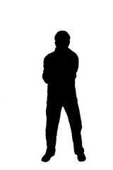 silhouette of a casual man