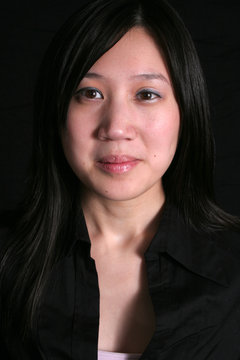 close up face, chinese woman smile