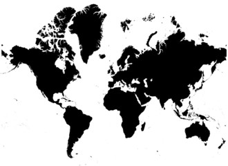 Obraz premium szczegółowa czarno-biała mapa świata.